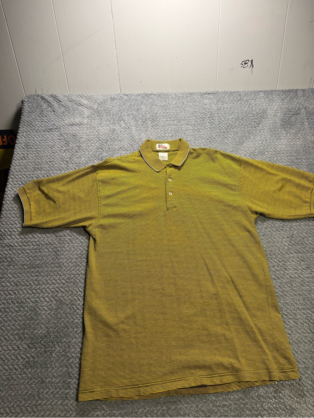 Vintage 90s Racing Champions Apparel Polo XL Yellow Black Stripe NASCAR Style